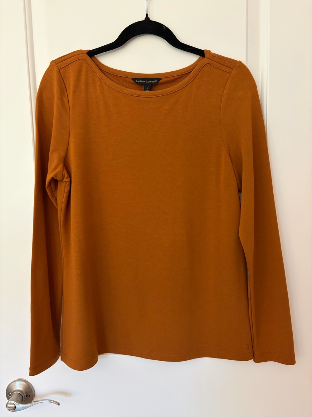 Banana Republic Factory Knit Long-Sleeve Boatneck Top - Burnt Orange